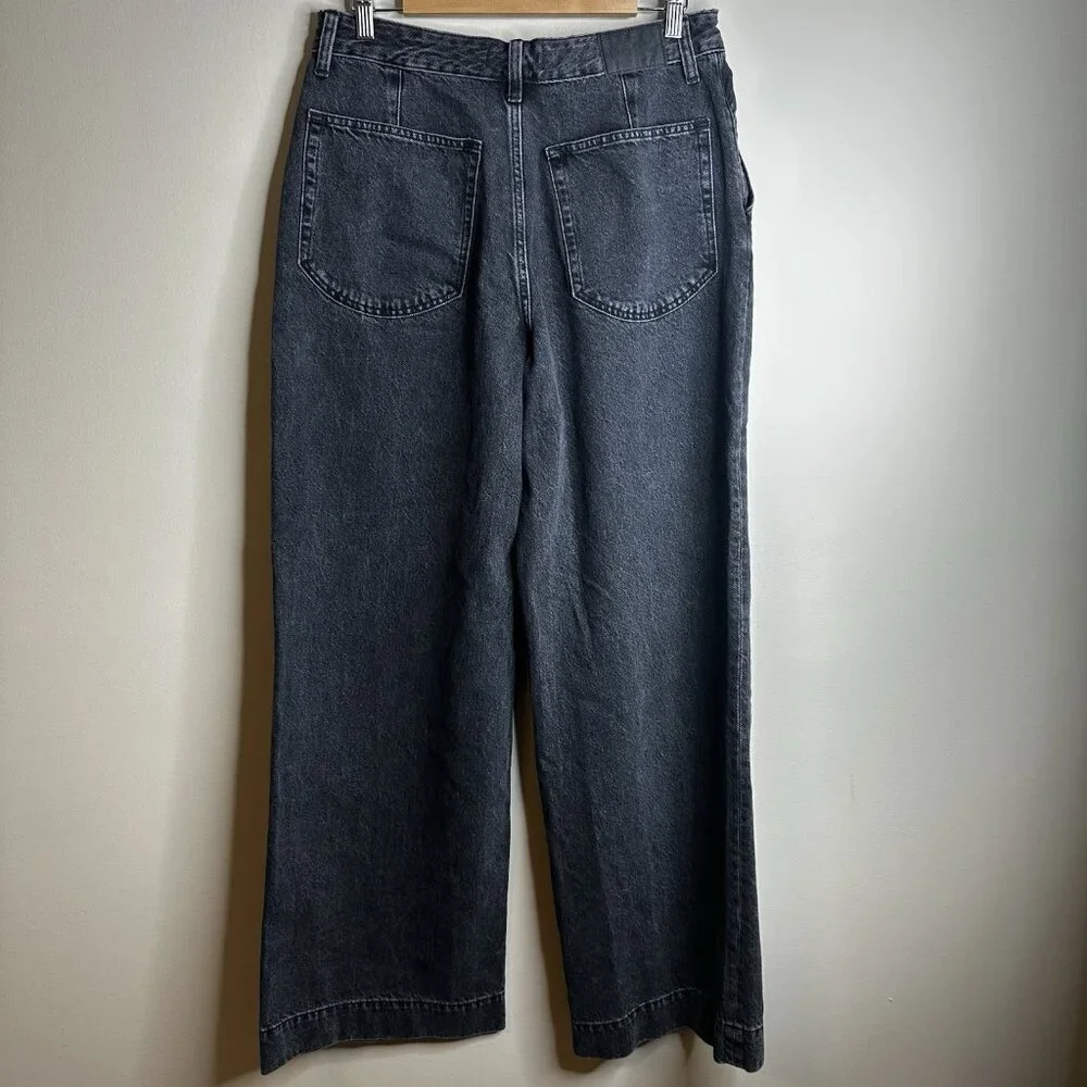 Madewell Curvy Super Wide Leg Jeans Women's 30 Black Denim Button Fly Flare Y2K - Picture 8 of 15